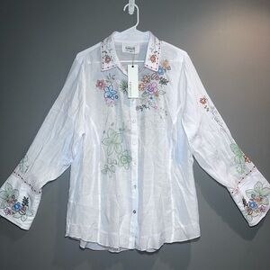 PAPARAZZI “Rapunzel’s Shirt” Embroidered Floral Button-Up – Size XL (NWT)